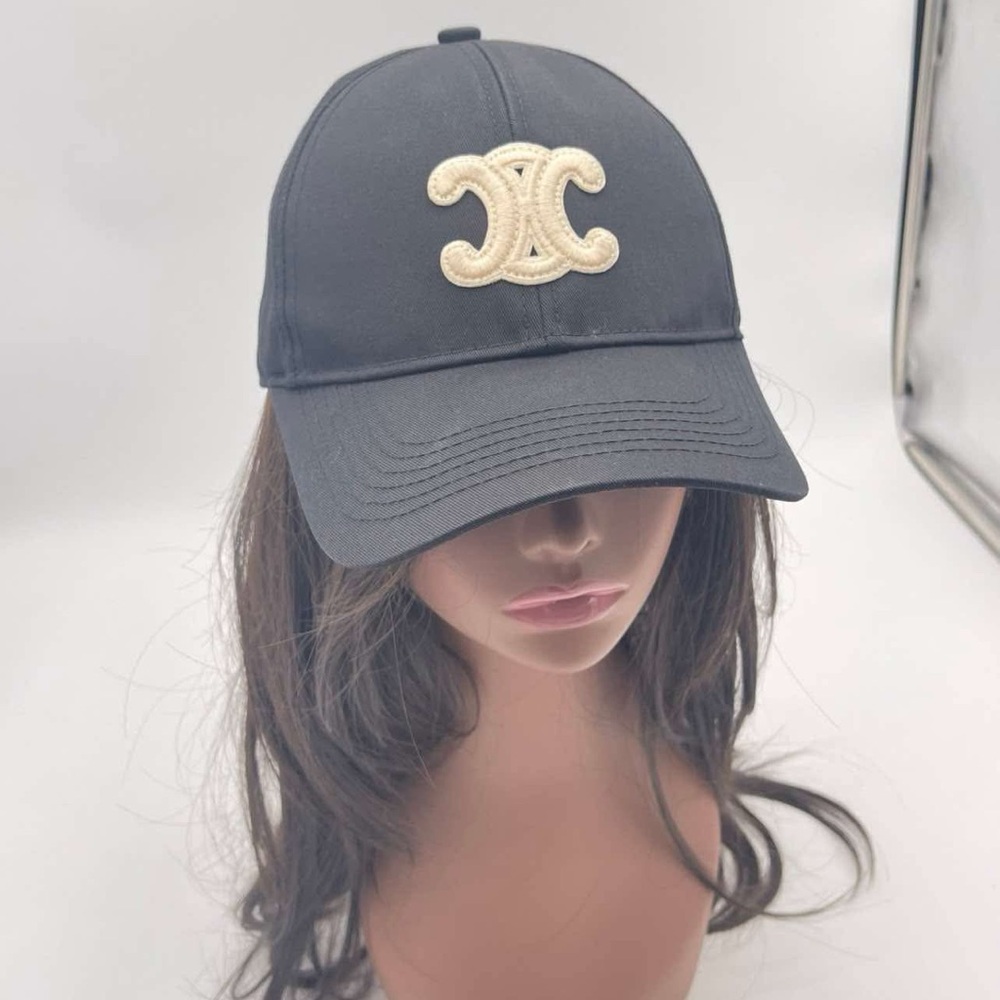 Celine triomphe baseball cap hat black medium free gift with purchase - Picture 5 of 12